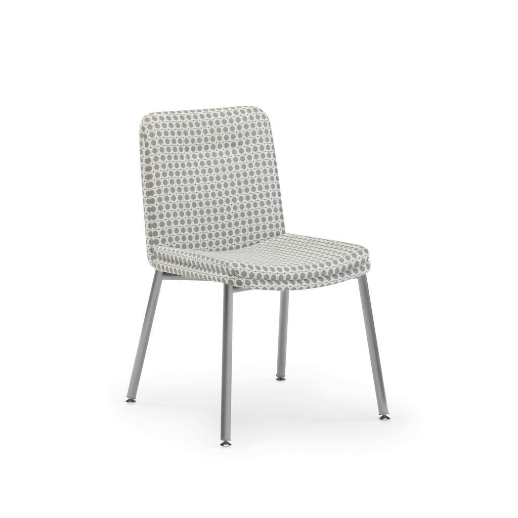 Hado Guest Chair, 4-Leg Metal Base, Metallic Silver