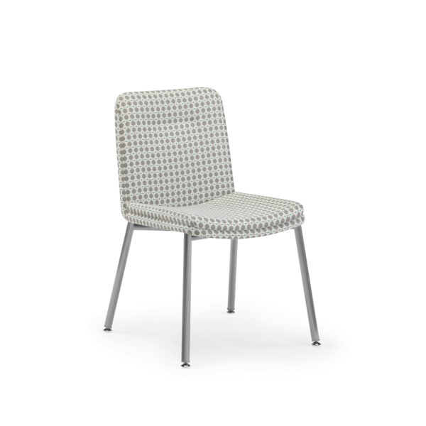 Hado Guest Chair, 4-Leg Metal Base, Metallic Silver