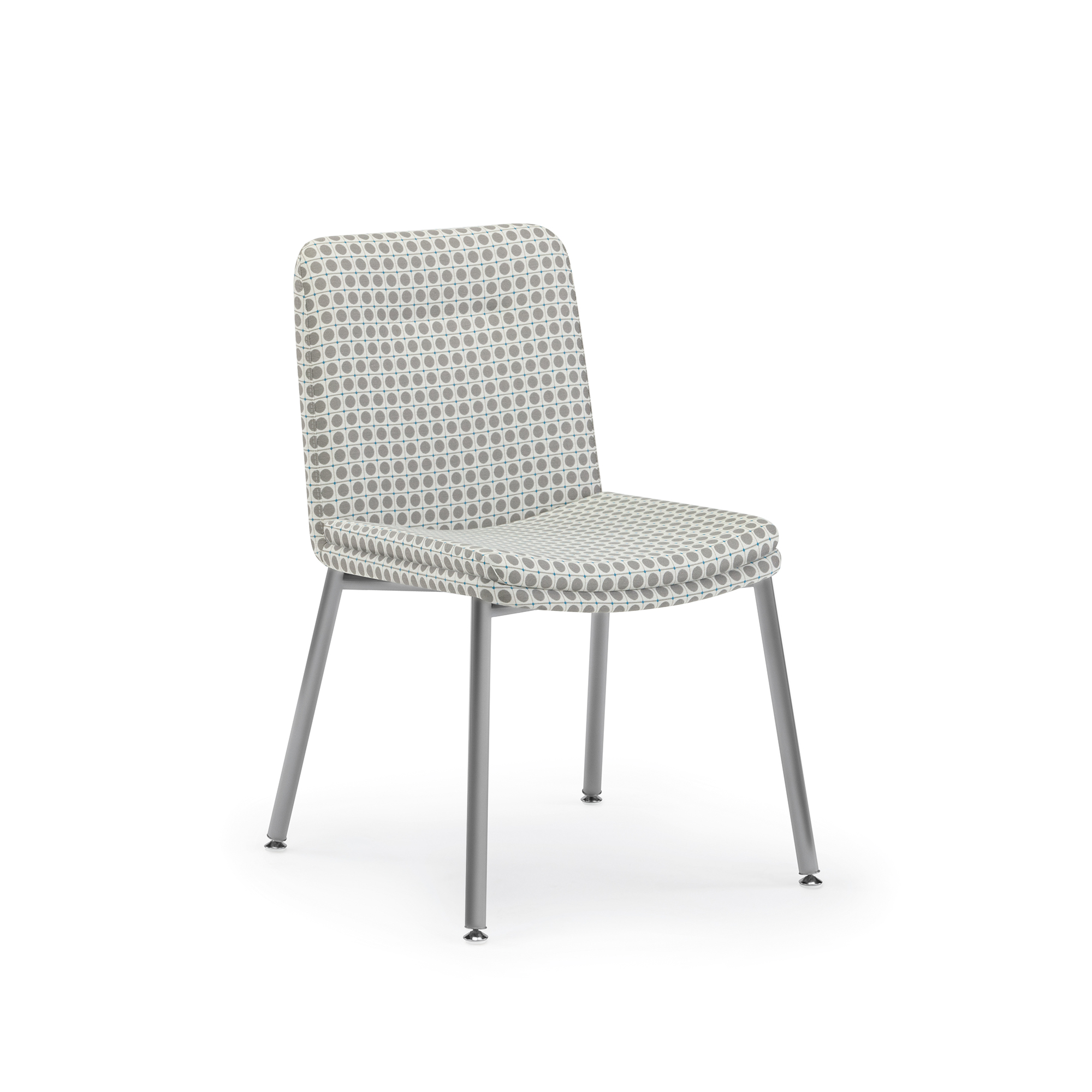 Hado Guest Chair, 4-Leg Metal Base, Metallic Silver