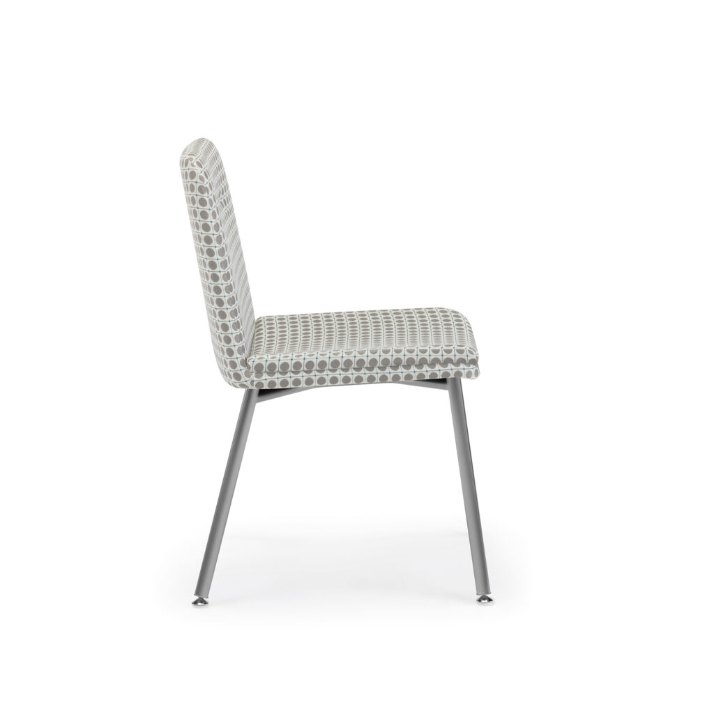 Hado Guest Chair, 4-Leg Metal Base, Profile, Metallic Silver