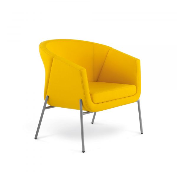 Fling Lounge, Metal Legs, Yellow Upholstery
