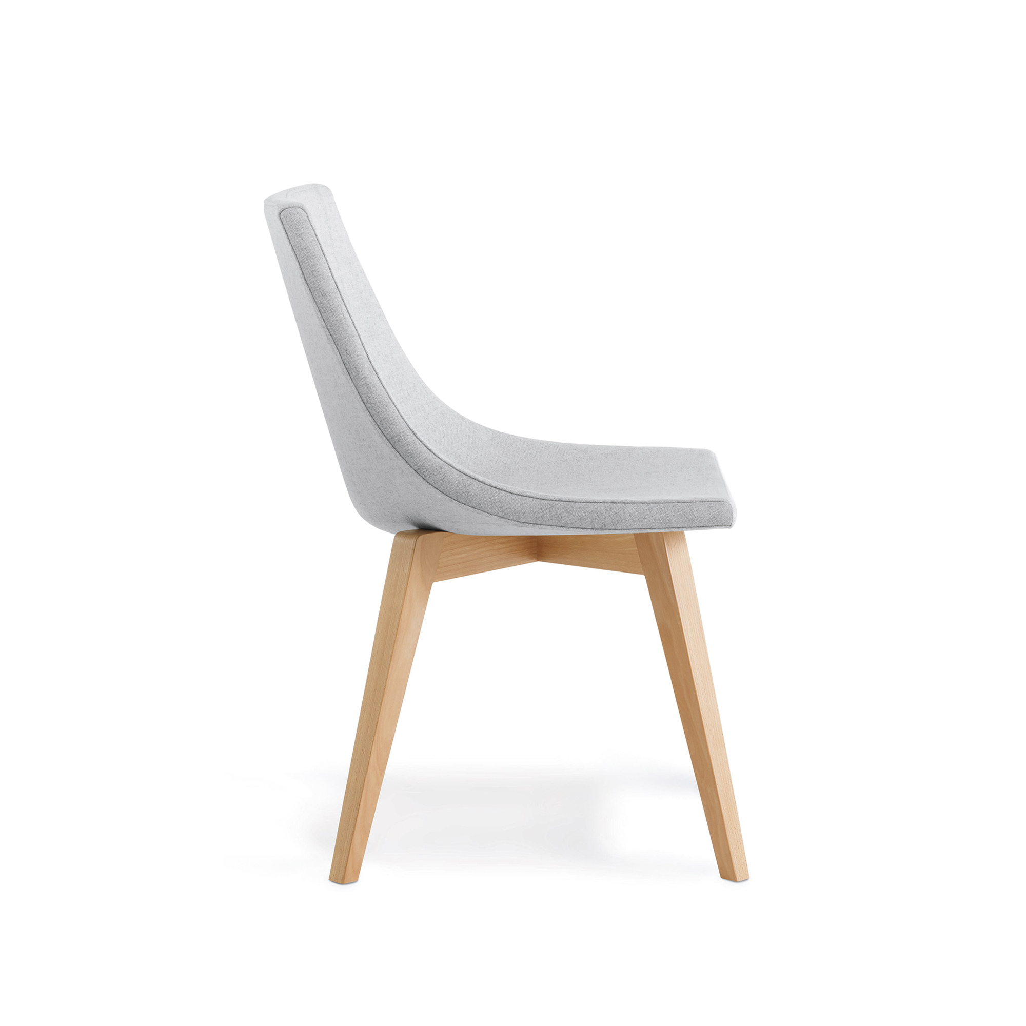 Chirp Guest Chair, Wood Base, Grey Upholstery