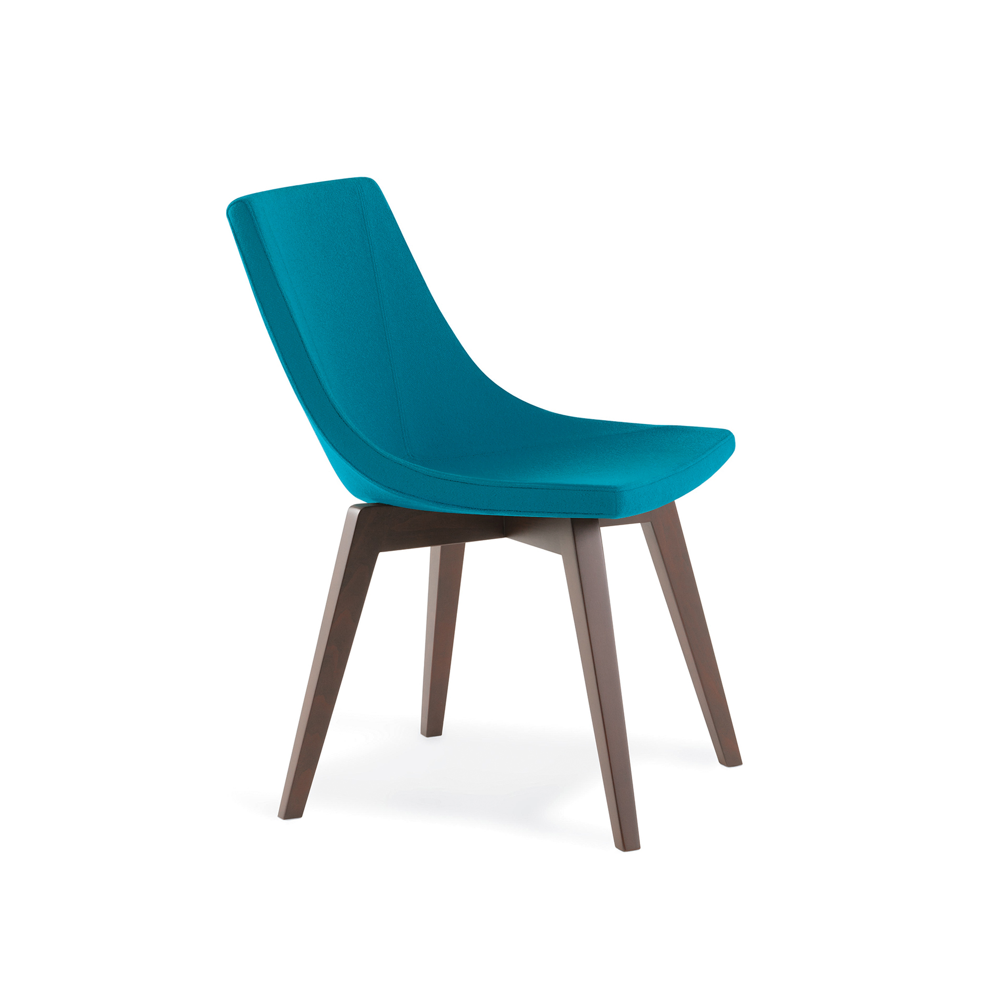 Chirp Guest Chair, Wood Base, Blue Upholstery