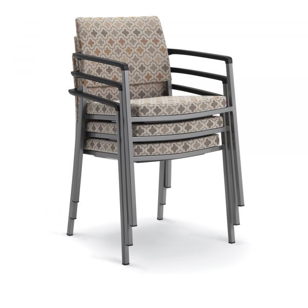 Signal Guest Chairs, Upholstered Back, Black Urethane Arms, Stacked