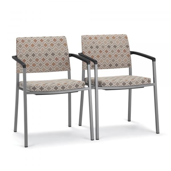 Signal Guest Chairs, Upholstered Back, Black Urethane Arms, Ganged