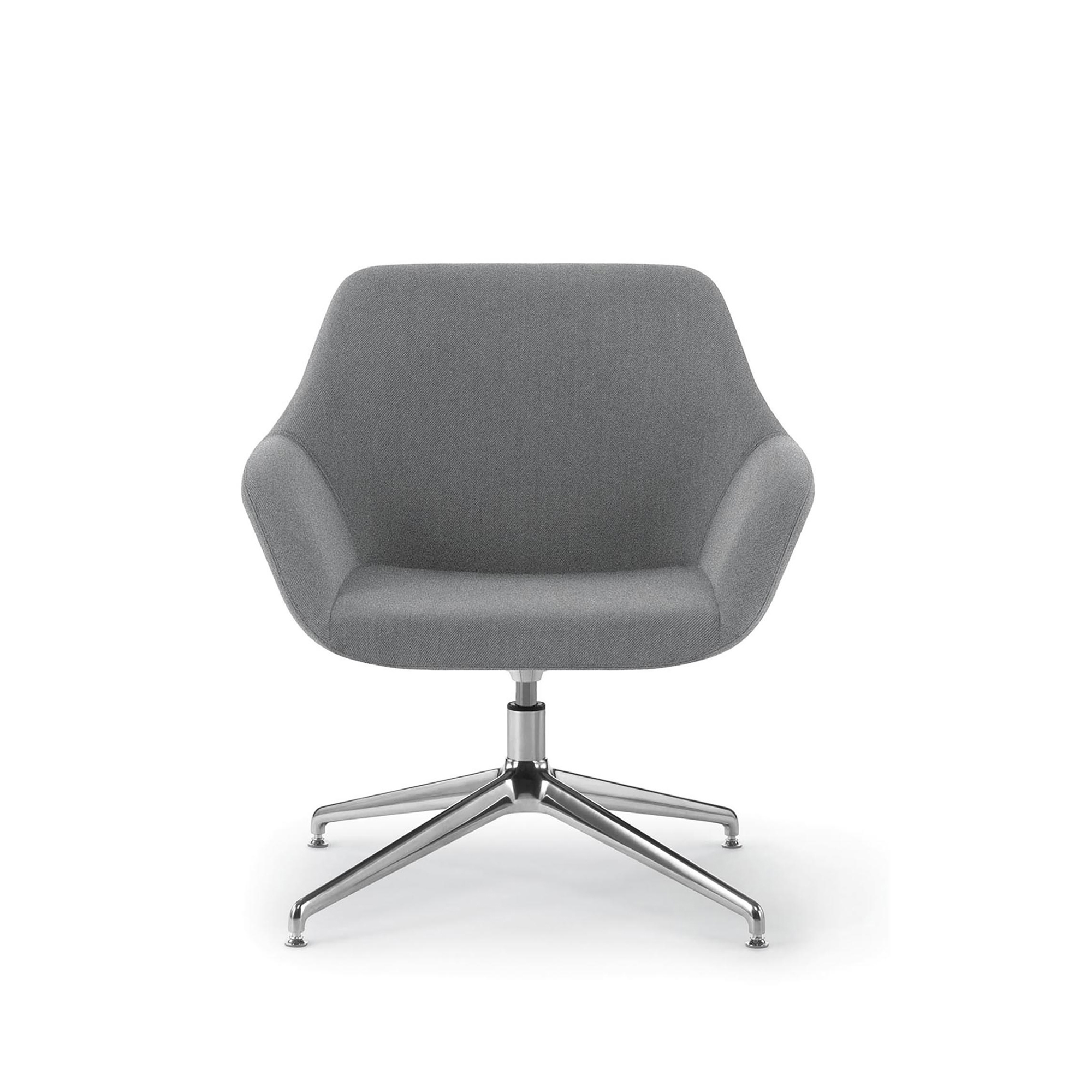 Melina Mid-Back Lounge Chair, Metal Swivel Base, Front View