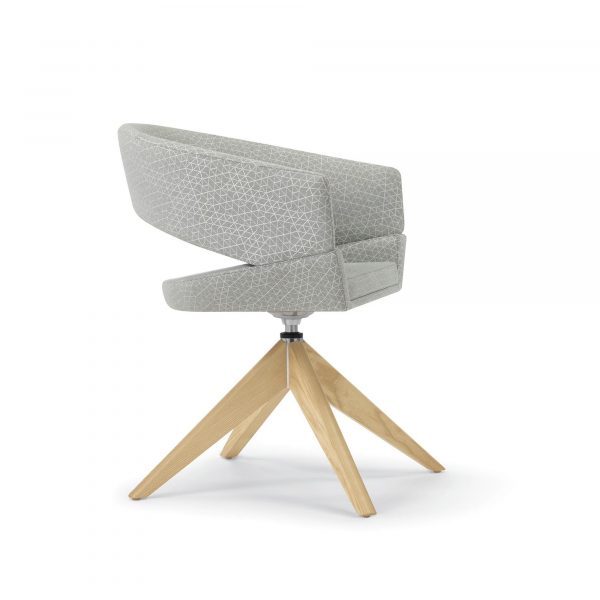 Twirl Guest Chair, Fully Upholstered Back, Wood Swivel Base