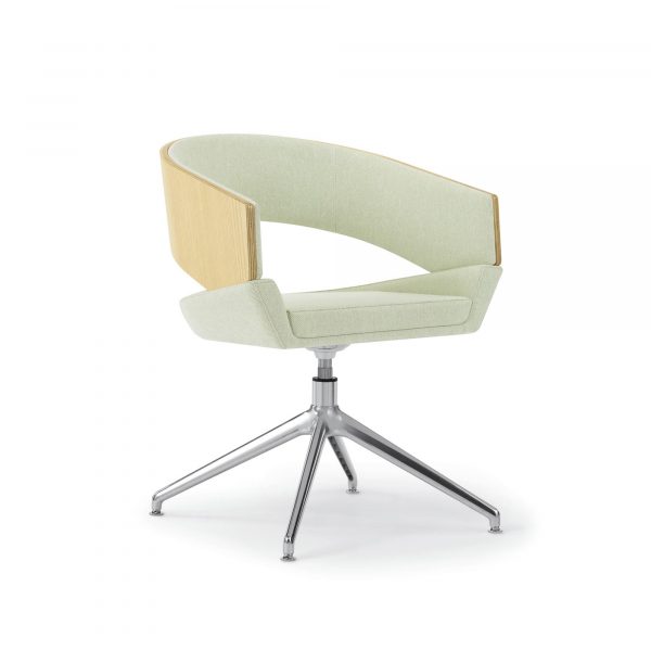 Twirl Guest Chair, Wood Back, Metal Swivel Base