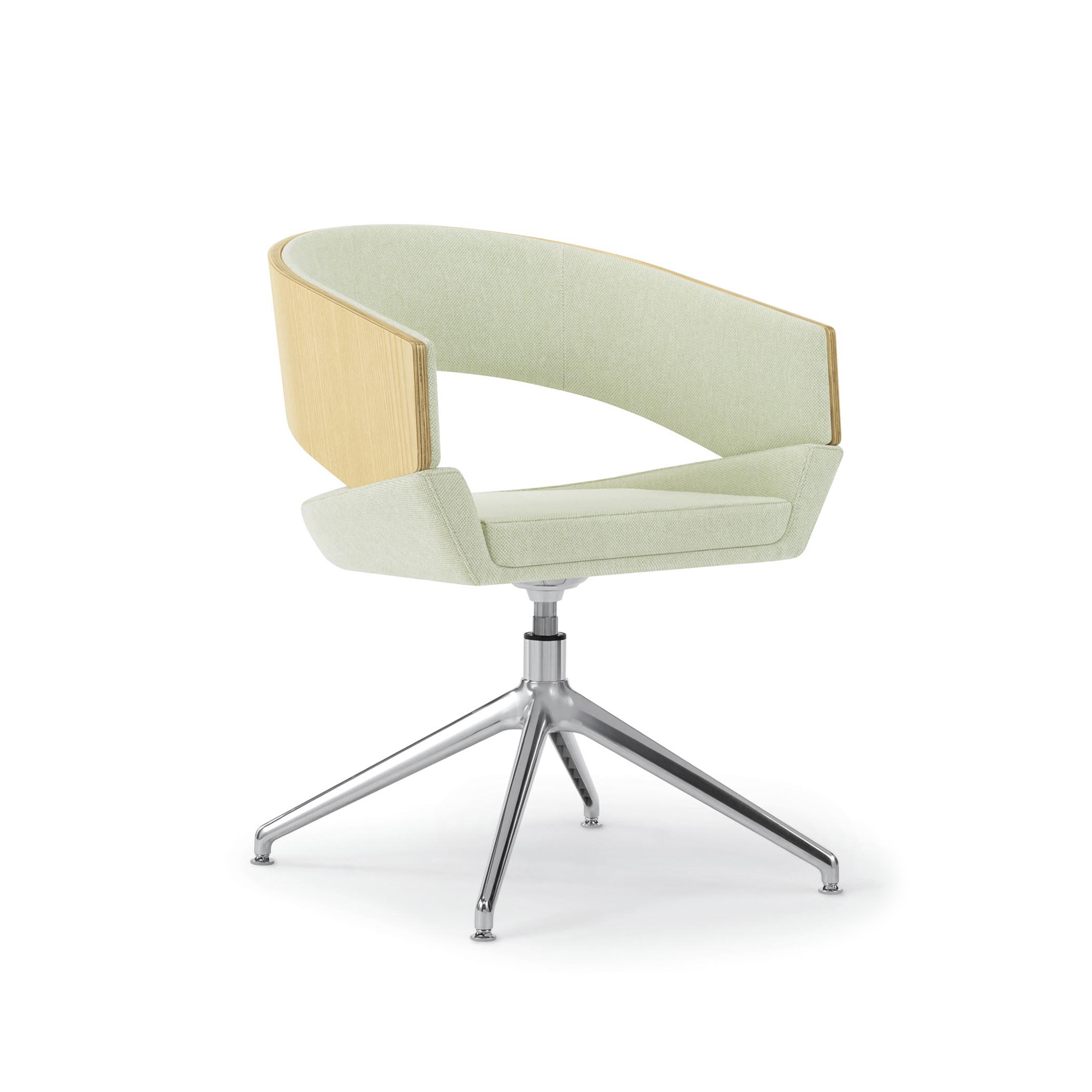 Twirl Guest Chair, Wood Back, Metal Swivel Base