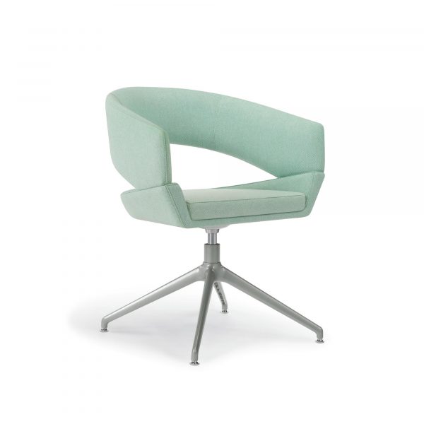 Twirl Guest Chair, Upholstered Back, Metal Swivel Base