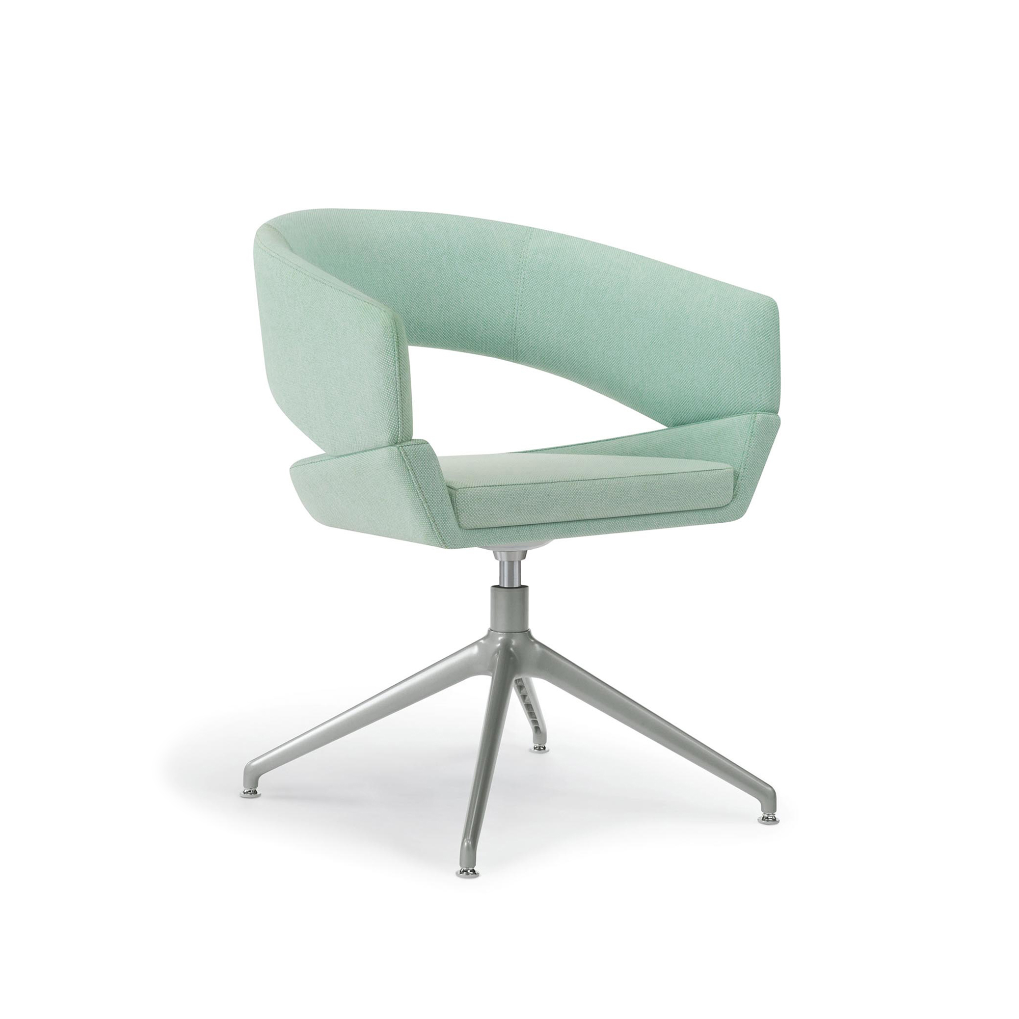 Twirl Guest Chair, Upholstered Back, Metal Swivel Base