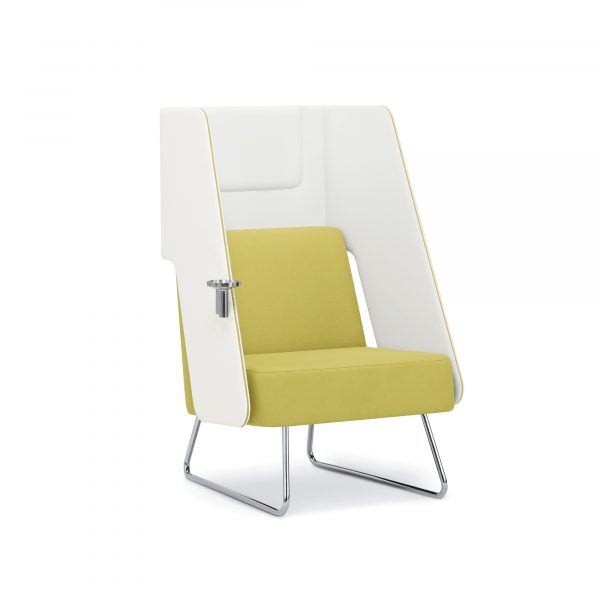 Visor Private Lounge Chair, Sled Base, Cup-Holder
