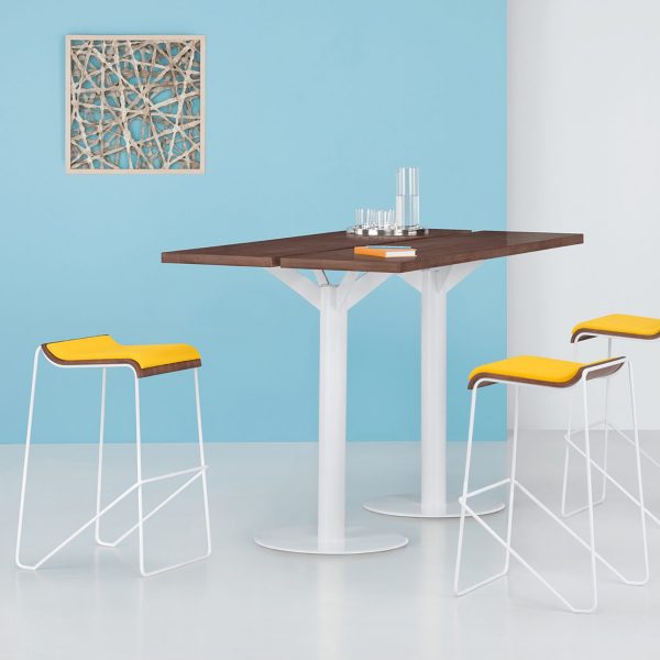 Wake Bar Height Stools, Upholstered Seat Pad, Casual Meeting Environment