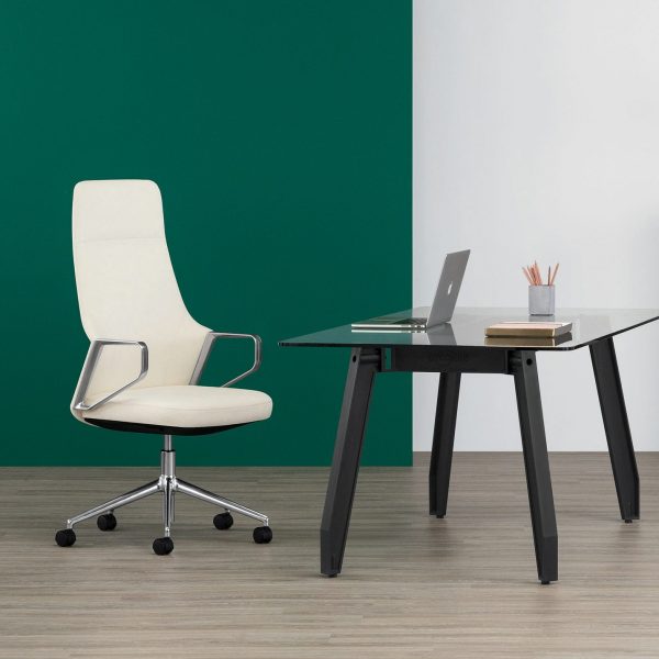 Faction High-Back Executive Chair with WorkSmith Glass-Top Table