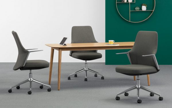 Faction Mid-Back Conference Chairs with Hado Meeting Table