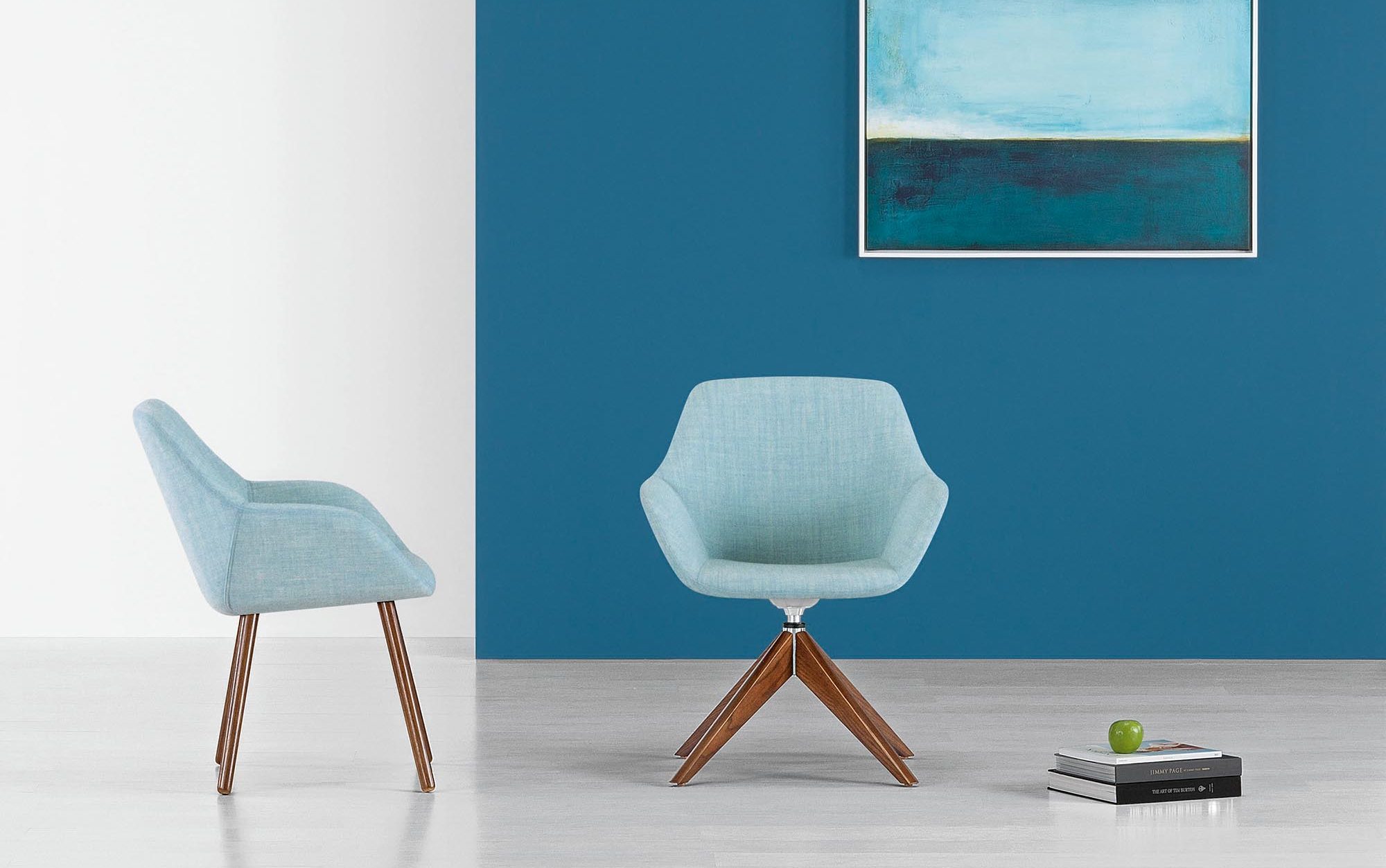 Melina Guest, Wood 4-Leg and Wood Swivel Bases