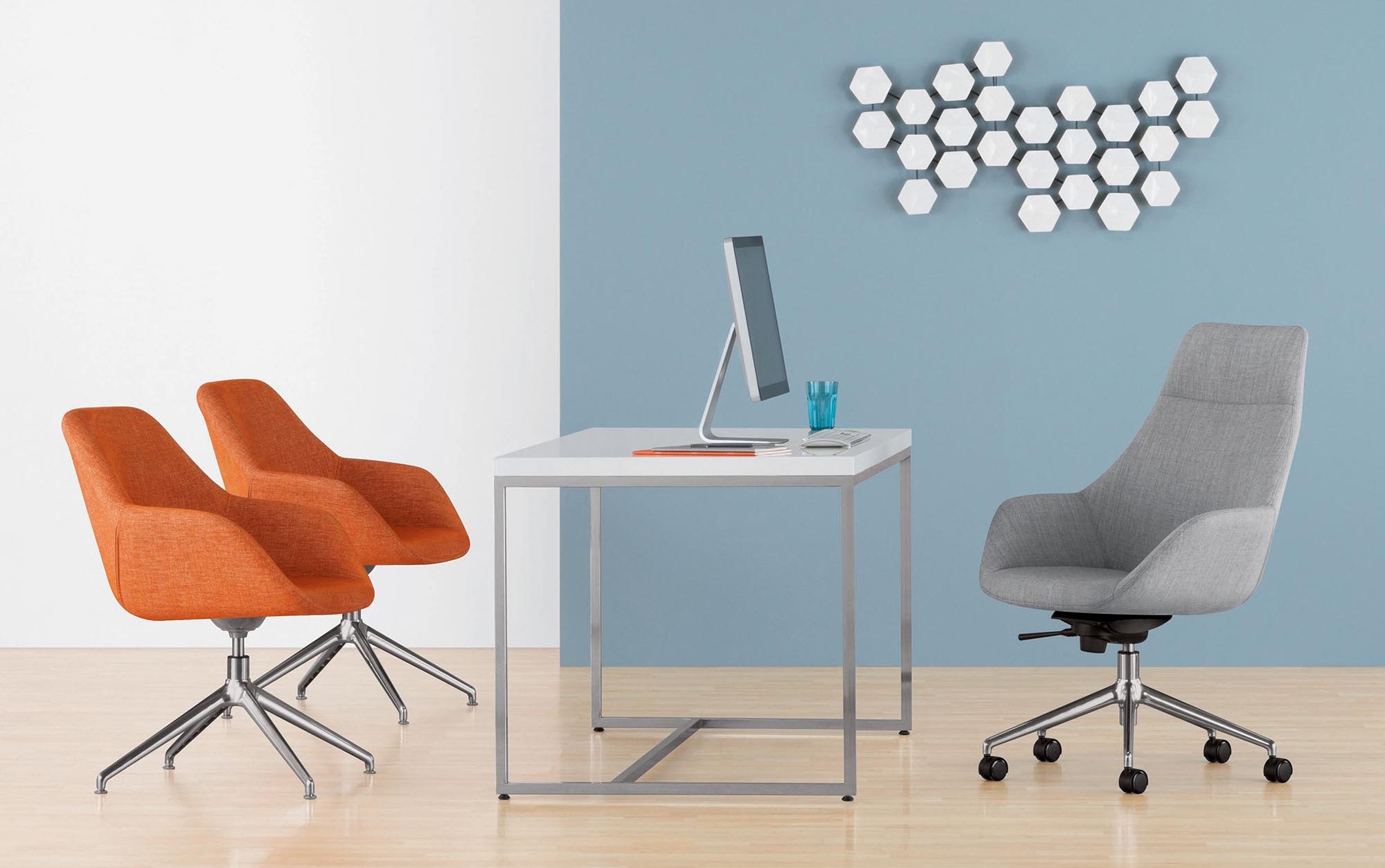 Melina Guest, Metal Swivel Base with Melina High Back Executive Chair