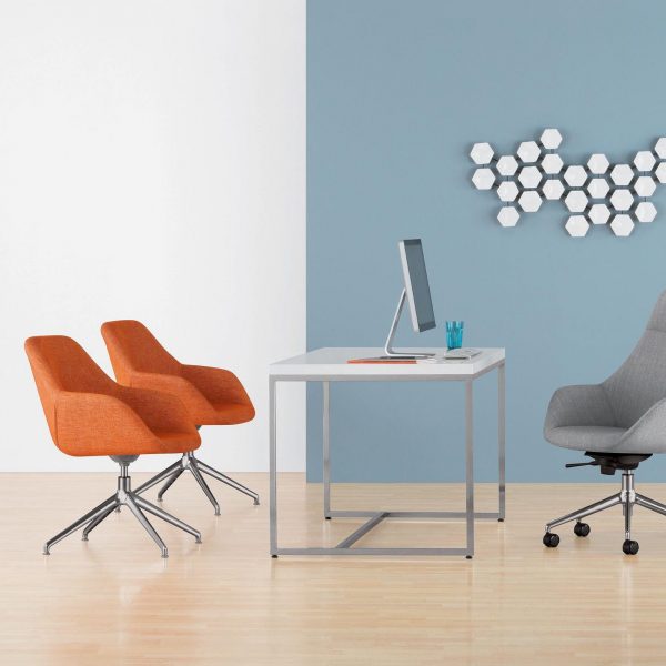 Melina Guest, Metal Swivel Base with Melina High Back Executive Chair