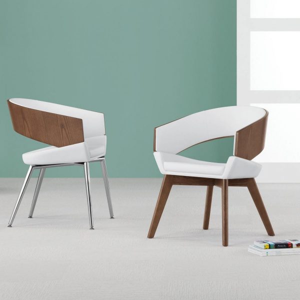 Twirl Guest Chairs, Wood Backs, 4-Leg Wood and Metal