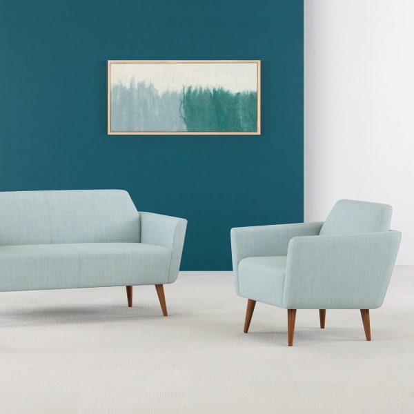 Clipse Lounge Chair and Love Seat, Wood Legs