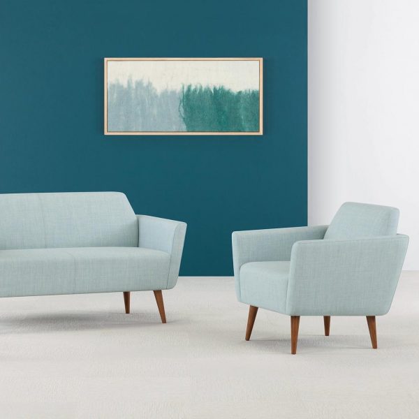 Clipse Lounge Chair and Love Seat, Wood Legs