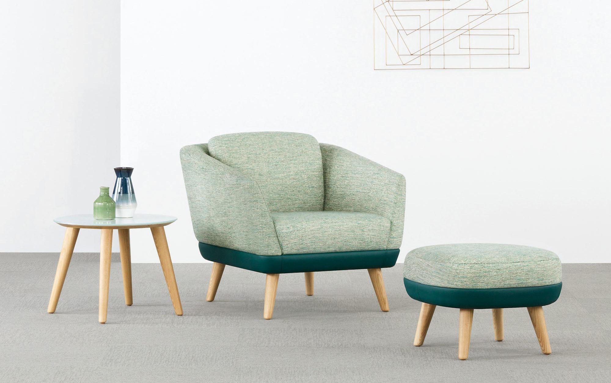 Hado Lounge Chair, Ottoman and Occasional Table