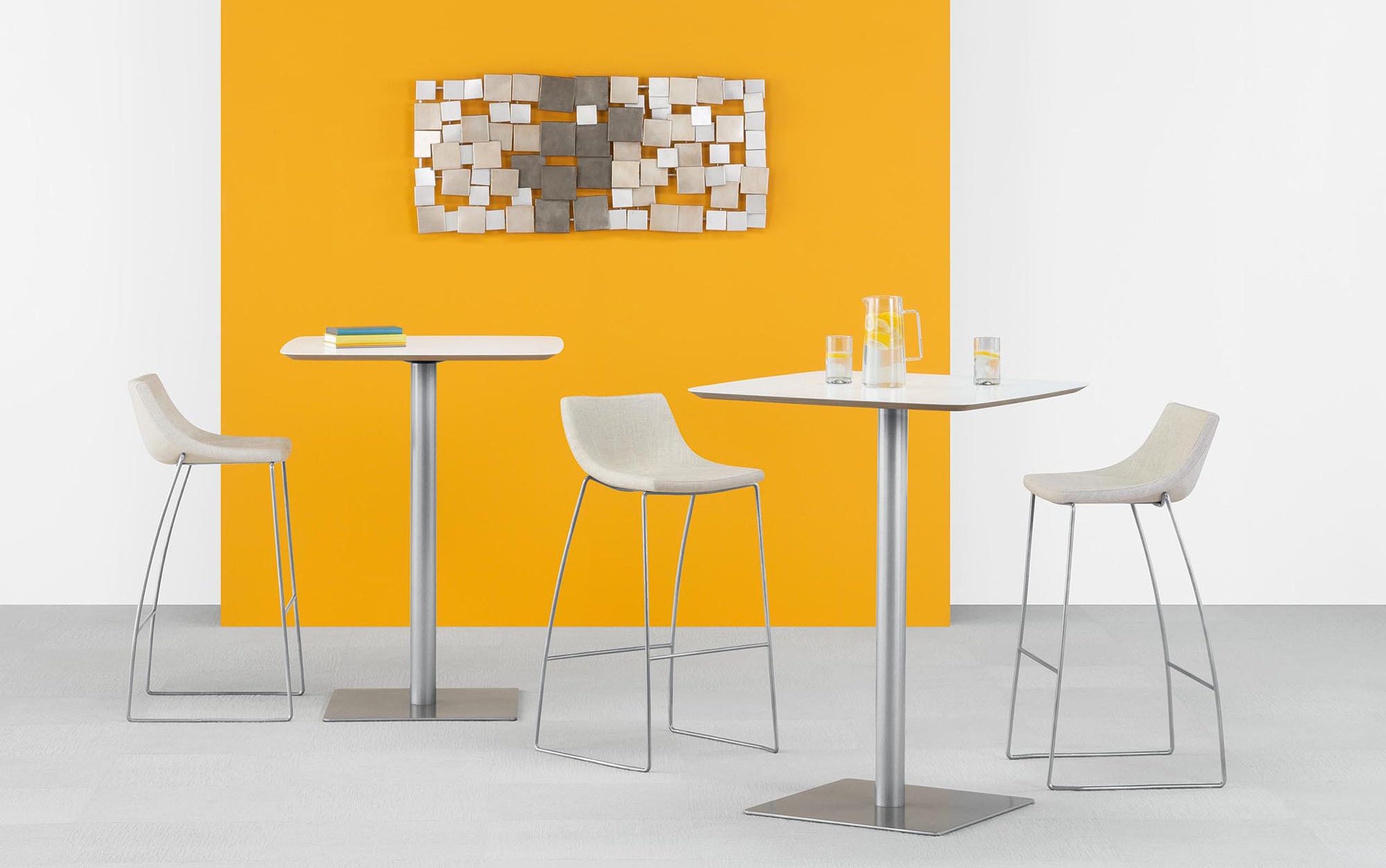 Skyline Meeting Table, Bar Height with Chirp Stools