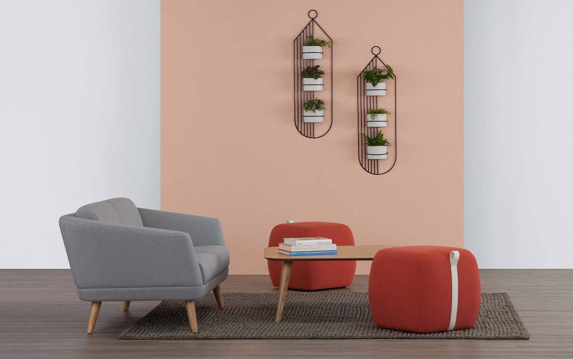 Popover Poufs with Hado Love Seat