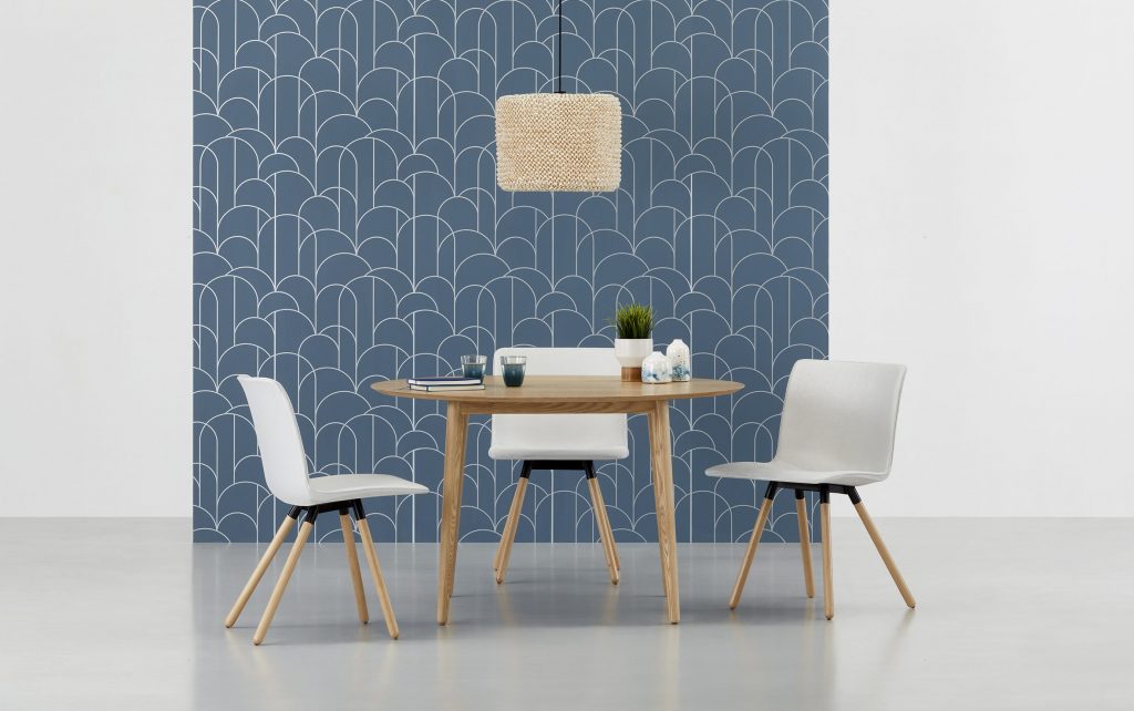 Kitsy Wood Leg Guest Chairs with Hado Meeting Table