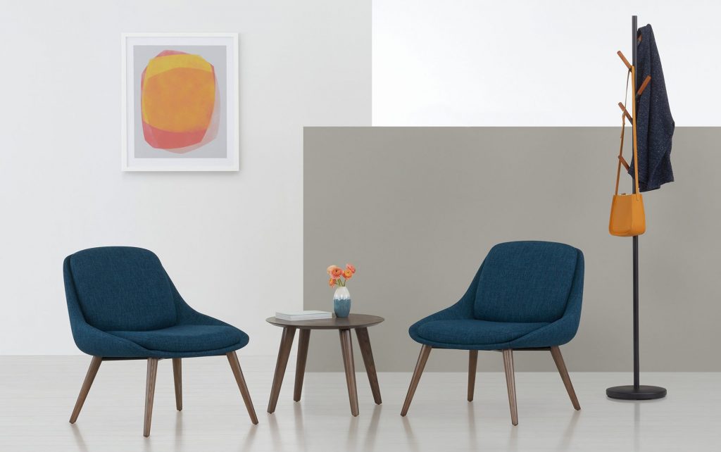 Hoom Lounge Chairs with Wood Legs, Hado Occasional Table