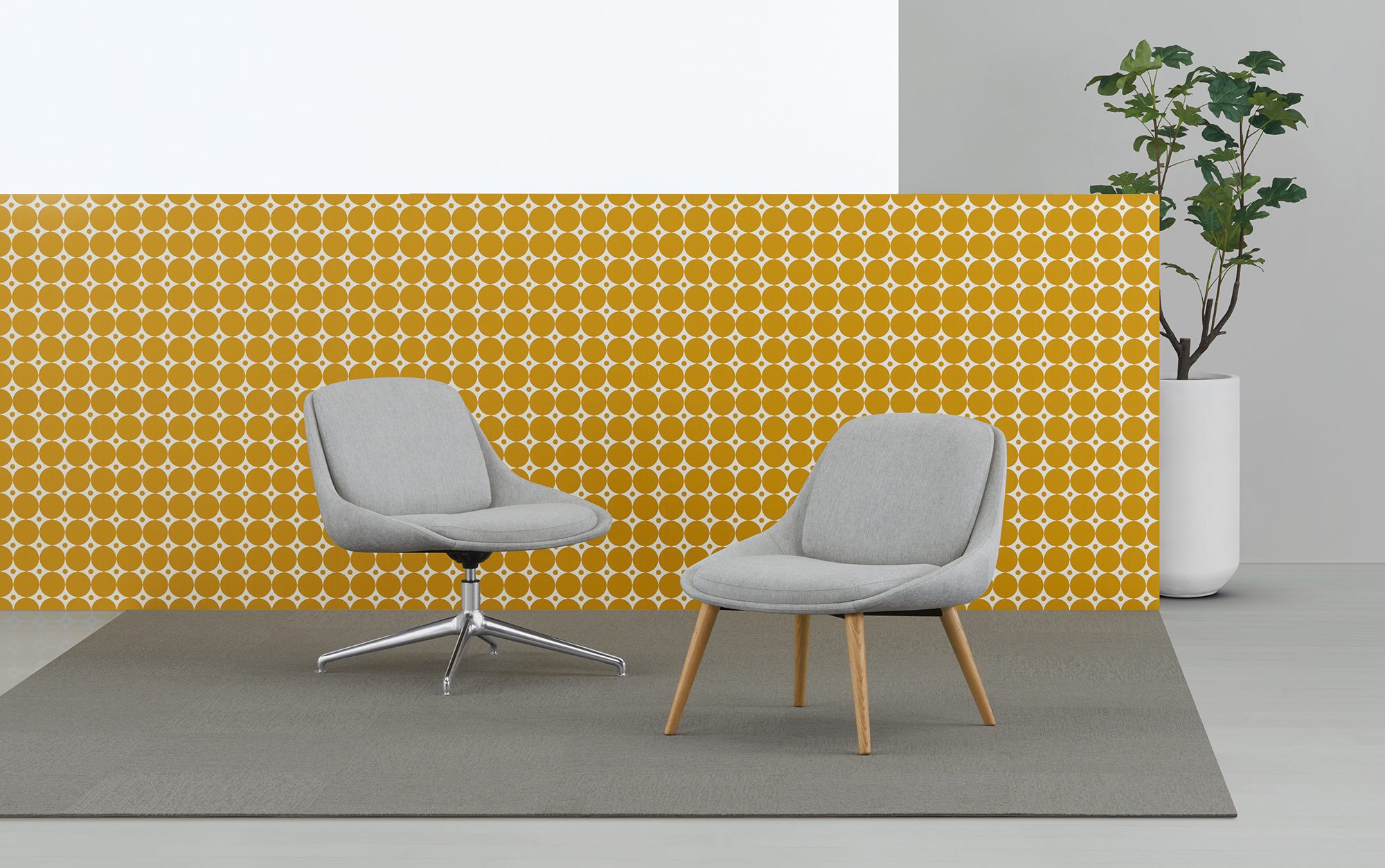 Hoom Lounge Chairs, Swivel and Wood Leg Bases