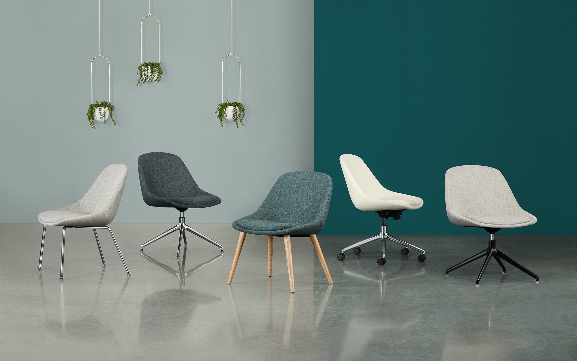 Hoom 4 Leg Metal Base, Swivel Base and 4 Leg Wood Base Guest Chairs